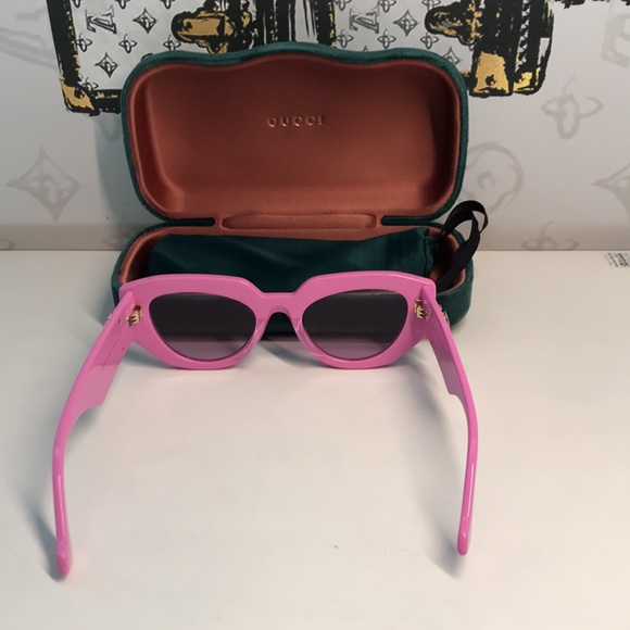 New Authentic ✨ Authentic Gucci GG1421S 004 Sunglasses – Pink Geometric Cat-Eye - Picture 7 of 14